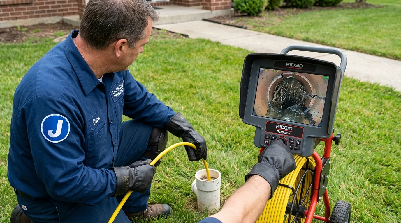 Sewer camera inspection being performed by Johns Plumbing LLC in Montpelier