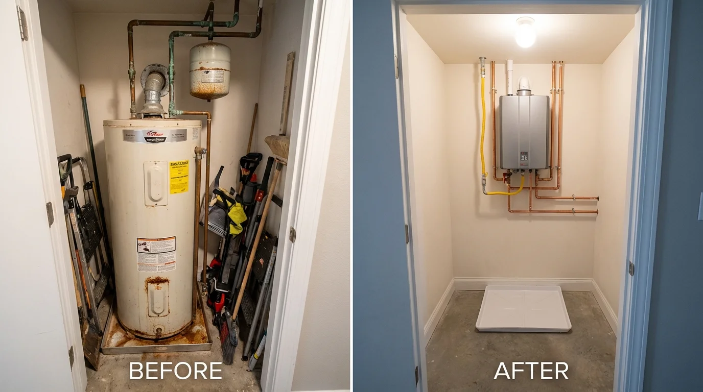 Tank water heater versus wall-mounted tankless unit comparison for Montpelier, ID homeowners